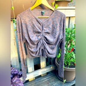 🚩SOLD 🚩 wild fable • L • Drawstring Front Longsleeve Brown Brindle Tee